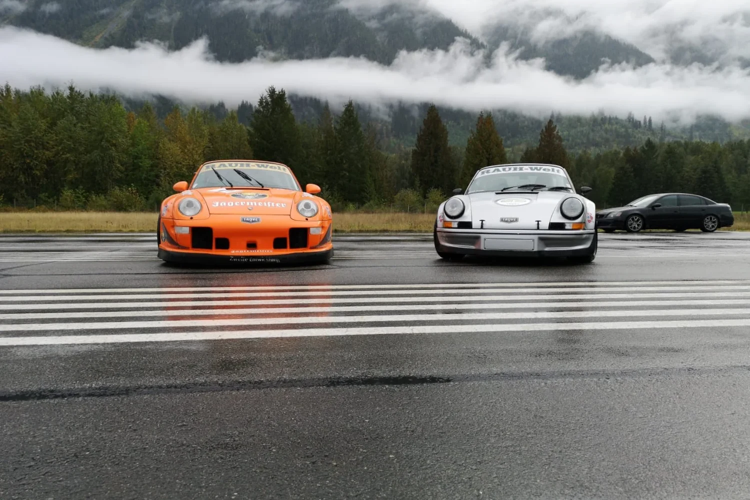 RWB Porsches on the runway