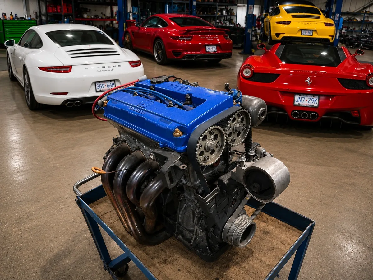 Engine build with the cars in the bay